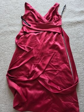 After Six Red Satin Wrap Dress